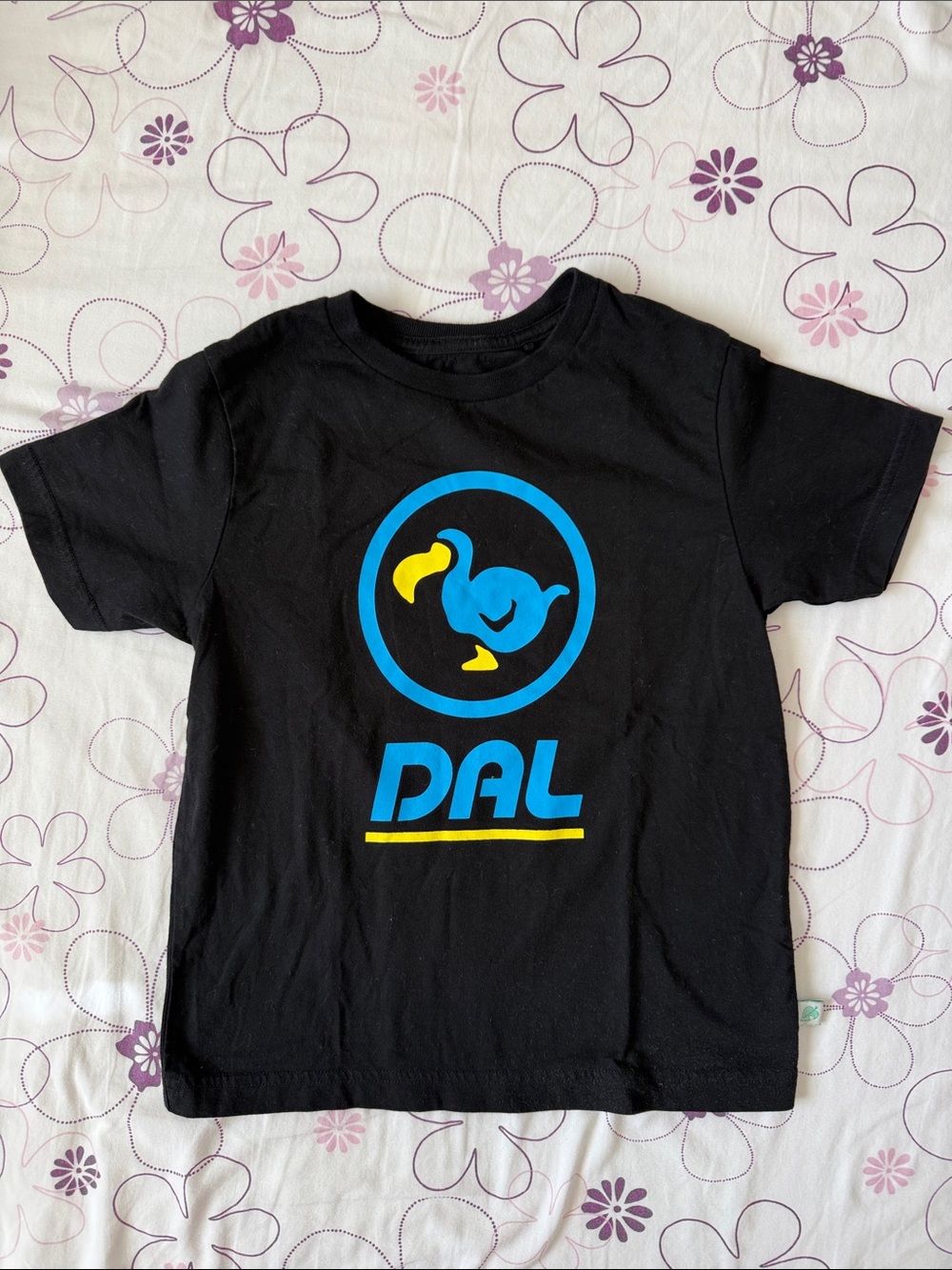 Uniqlo Black Tee with Blue & Yellow Dodo Graphic